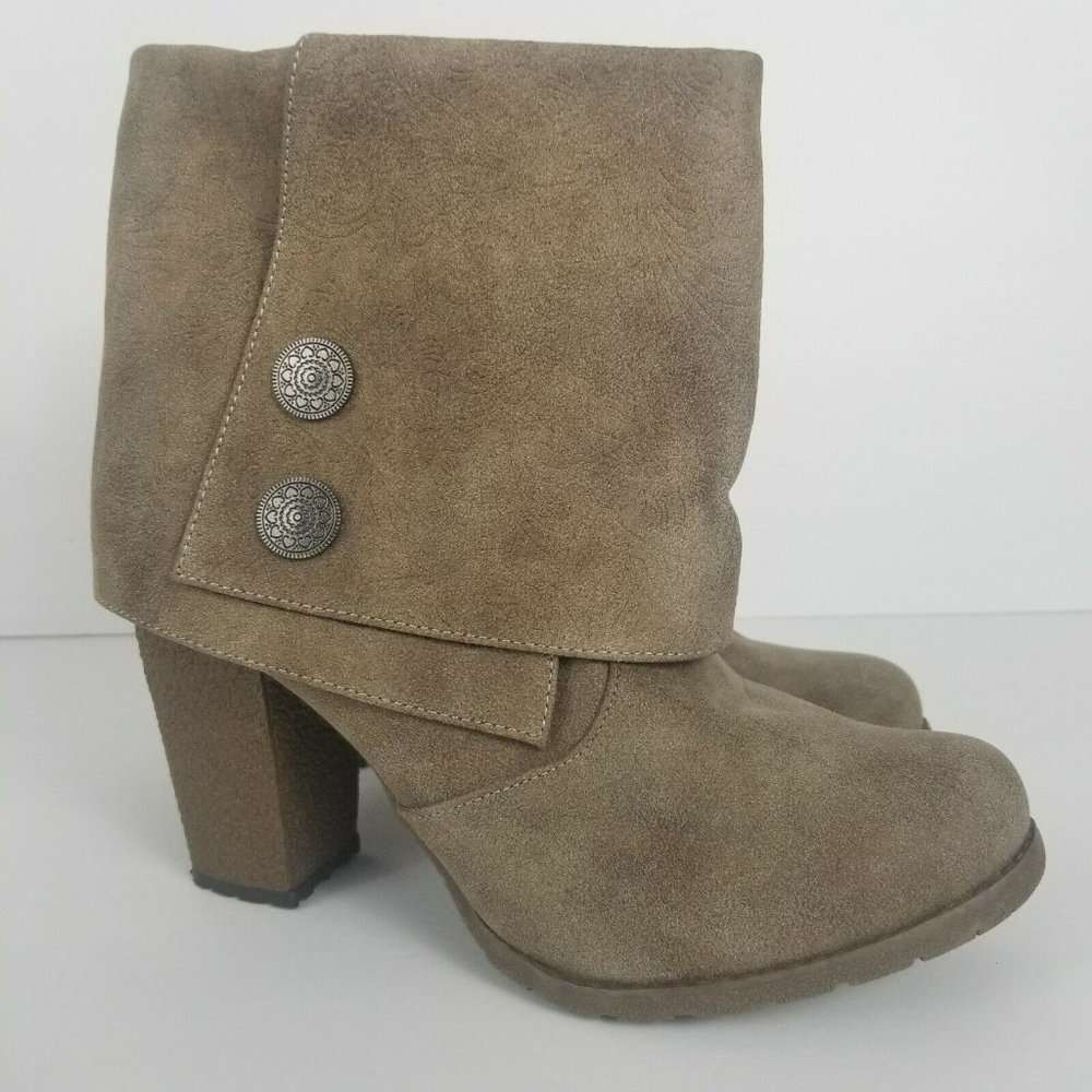 Muk Luks Women's Size 8 Brown Fold Over Ankle Boot